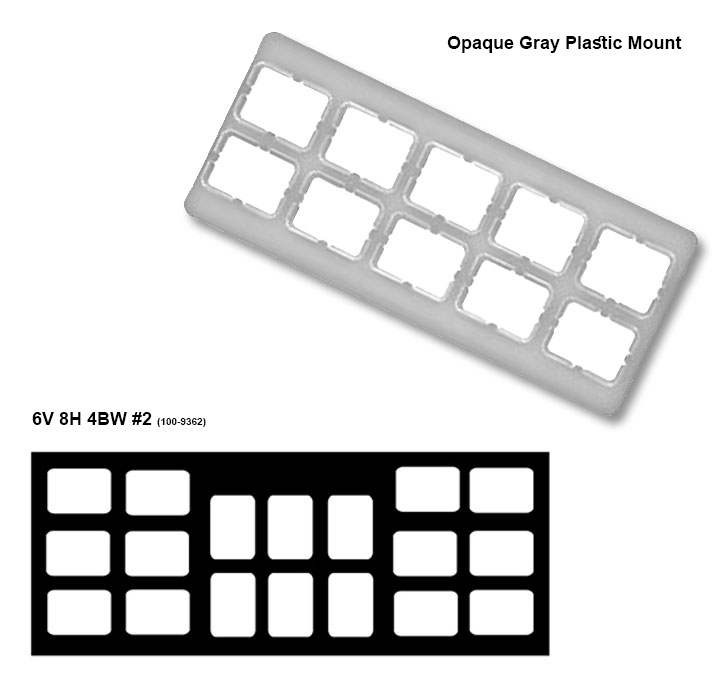#2 - HS618 - Film Mounts - Opaque Gray Plastic - 6V 8H 4BW - Click Image to Close