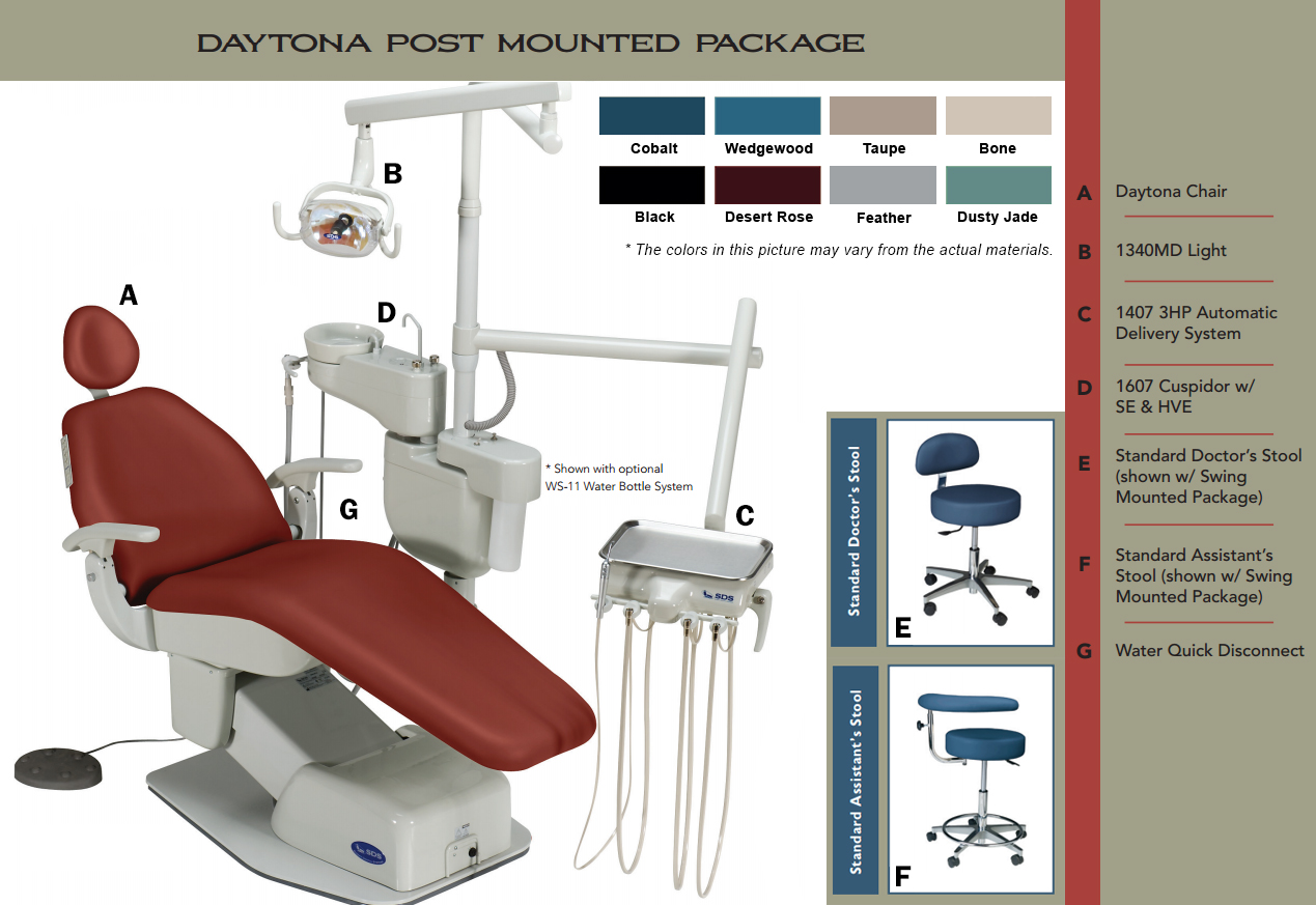 Daytona - Complete Package - Post Mounted with Cuspidor - Click Image to Close