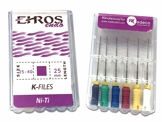 Ehros - K-Files - Ni-Ti - #15-40 - 25mm - 6 per Box - Click Image to Close