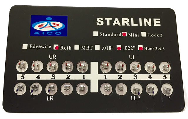 Starline - Set of Brackets - Roth - .022 - Hooks on 3,4 and 5