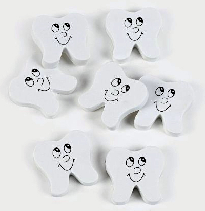 Molar Shaped Erasers with Face - Click Image to Close